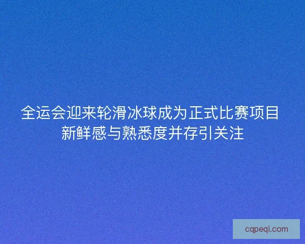 全运会迎来轮滑冰球成为正式比赛项目 新鲜感与熟悉度并存引关注