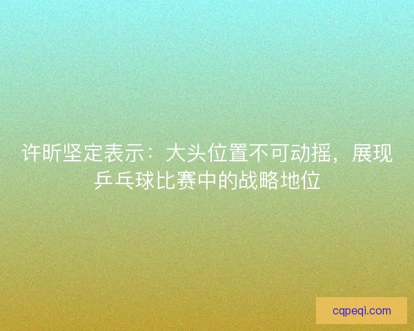 许昕坚定表示：大头位置不可动摇，展现乒乓球比赛中的战略地位