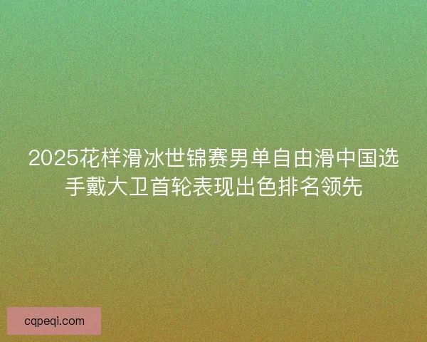 2025花样滑冰世锦赛男单自由滑中国选手戴大卫首轮表现出色排名领先